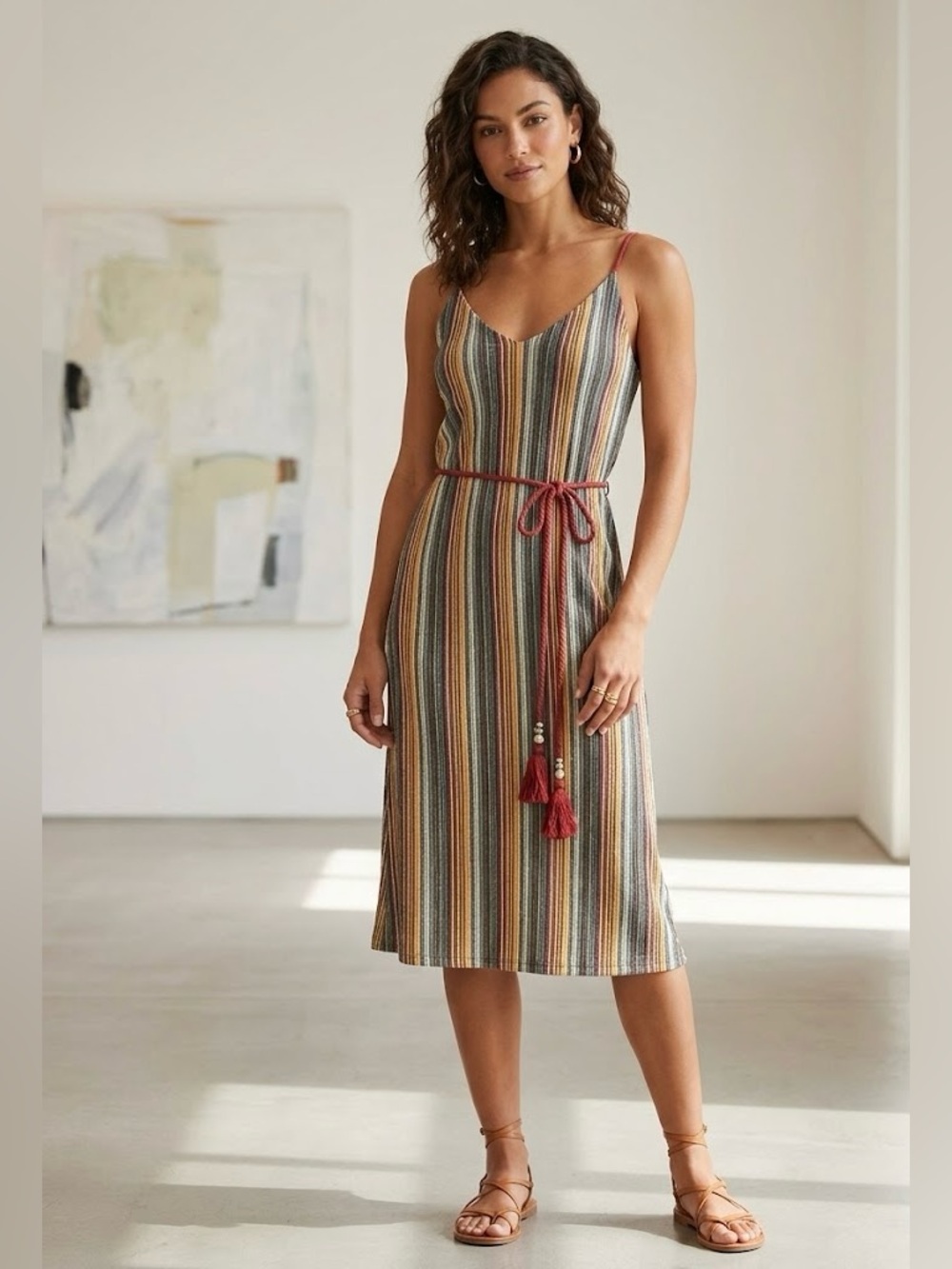 ✨ Boho California Dreams: Zara Striped Midi Dress ✨ Preloved ✨ Size Small
